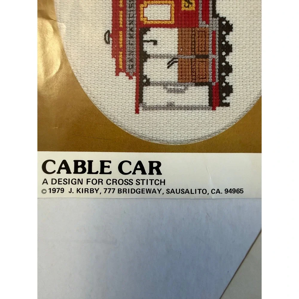 VTG Judith M Kirby Cable Car Cross Stitch Pattern Red San Francisco Partial